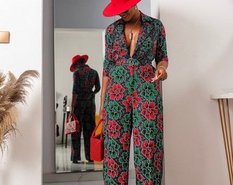 African jumper,  Ankara jumpsuit , African print full length jumpsuit African clothing, African fashion Ankara jumpsuit