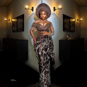 Luxury African bridal dress, Custom bridal dress, Igbo Bride, African clothing, African fashion, Ankara dress, Igbo wedding dress