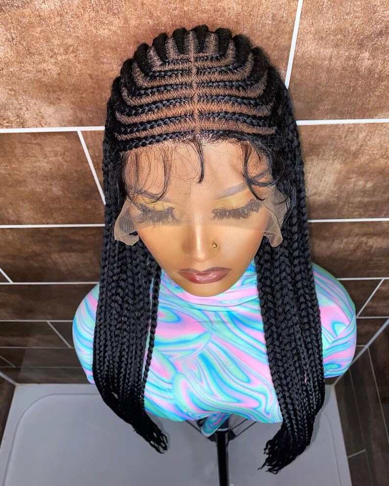 Feed in Braids Wig Ghana Weaving Centre Part Braided Wig Etsy UK