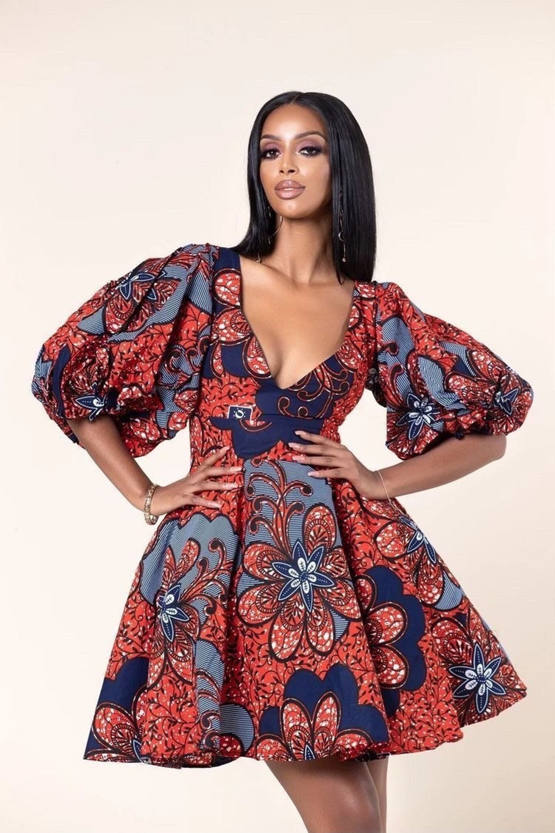 Beautiful Puffy Sleeve Ankara Dress African Print Two Piece - Etsy UK