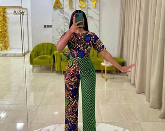 African jumper,  Ankara jumpsuit , African print full length jumpsuit African clothing, African fashion Ankara jumpsuit