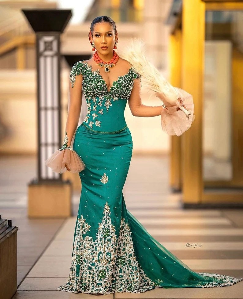 Custom Luxury Bridal Dress, African Bride Dress, Elegant Dress ...