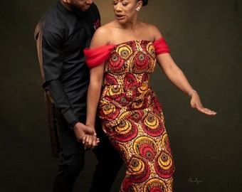 Couple African royalty outfit, African couple engagement outfit, Ankara clothes for couples wedding, Couple matching African clothing