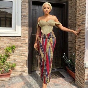 Vestido elegante com estampa africana, combinação de vestido Ankara e renda, vestido longo com estampa africana, roupas africanas, vestido Ankara da moda africana