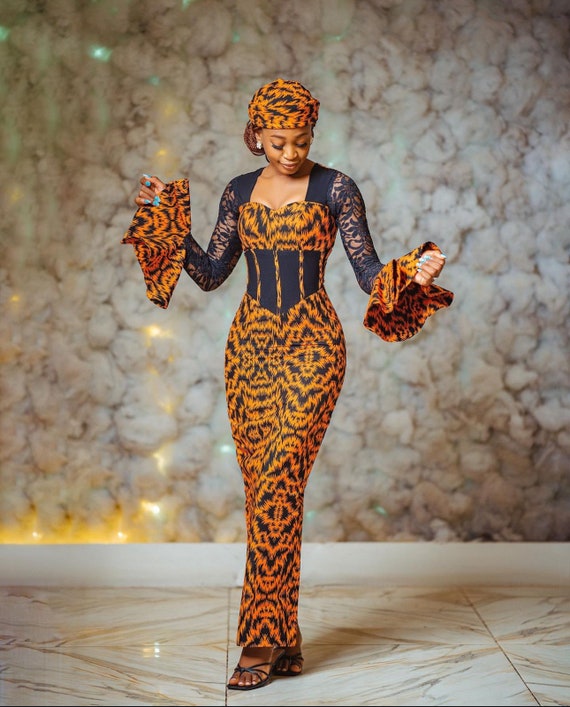 fitting african print dresses Mofi African Prin Midi Dress - African Print Clothing in USA M / LONG