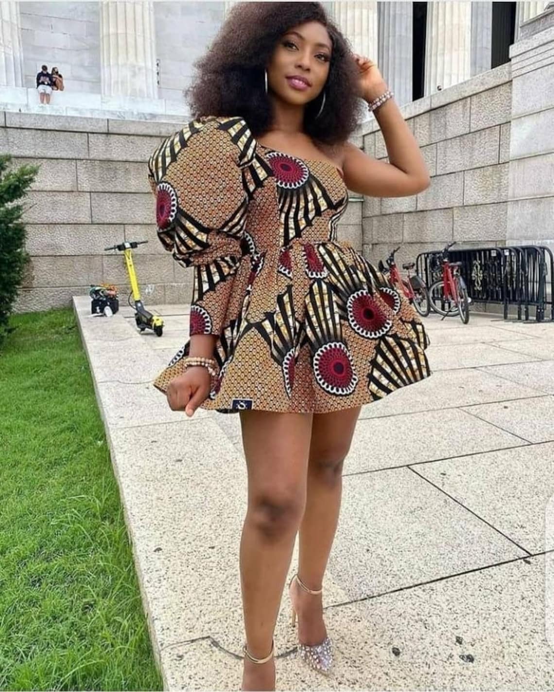 African Print Puffy Sleeve Ankara Dress African Print Two Piece African Clothing African 