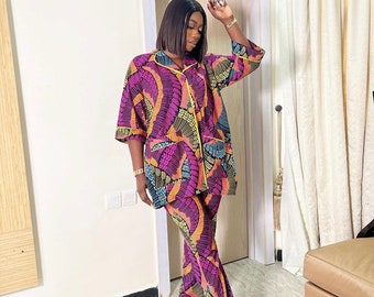 African 2 piece set, Ankara Co-ord, African print 2 piece African pants ankara top, African fashion, African clothing African matching set