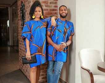 Couple African outfit, African couple engagement outfit, Ankara gown, Ankara clothes for couples wedding, Couple matching African clothing