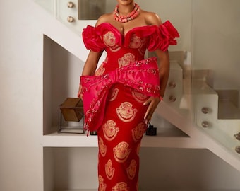 Custom Luxury  Igbo bridal dress, African Bride dress, Elegant bridal dress, Stunning bridal dress, Luxury wedding dress, igbo wedding