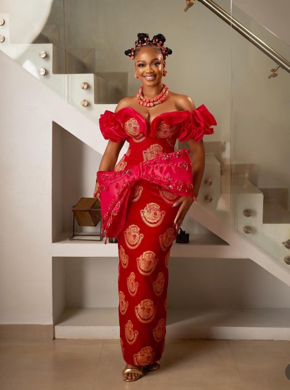 Custom Luxury Igbo Bridal Dress, African Bride Dress, Elegant