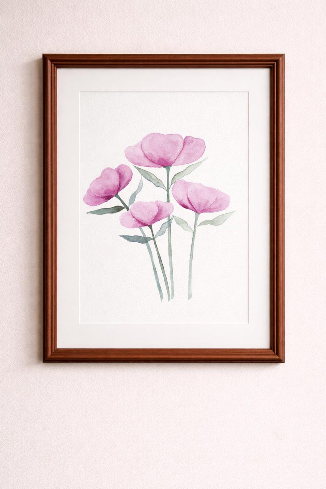 Pink Flowers Watercolor Painting – Original Floral A4 Art - Etsy