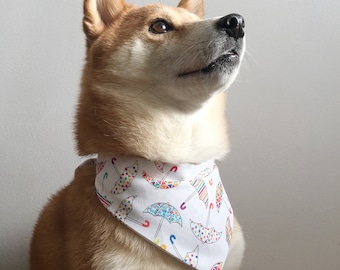 Rainy Day Print Reversible Pet Bandana. Cat Bandana. Dog Bandana. 100% Cotton.