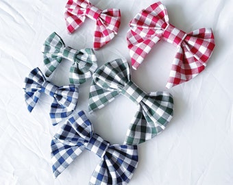 Gingham Pattern Sailor Bow Tie for Pet Collar. Cat Collar Bow Tie. Dog Collar Bow Tie.