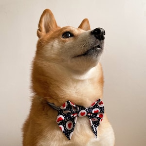 Pajarita marinera con estampado de corazón azul del día de San Valentín para collar de mascota. Pajarita de cuello de gato. Pajarita para collar de perro. 100% algodón.