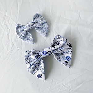 Pajarita marinera con estampado Delfts Blauw para collar de mascota. Pajarita de cuello de gato. Pajarita para collar de perro. 100% algodón.