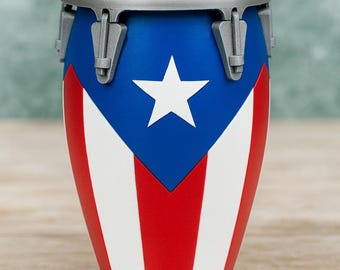 Puerto Rican Flag Mini Conga Drum | 3D Printed Boricua Decor