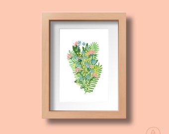 POSTER A4 numbered, limited edition, gouache flower print, bouquet of flowers, birthday gift, cremaillière gift