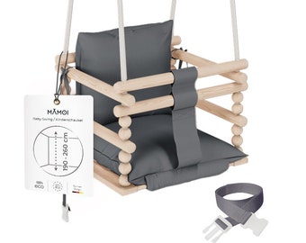 MAMOI® Altalena per bambini, Seggiolino sensoriale per bambini 3 in 1, Sdraietta per porta in legno per bambini, Set altalene per interni, Sedia dalla nascita per bambini da 1 a 3 anni