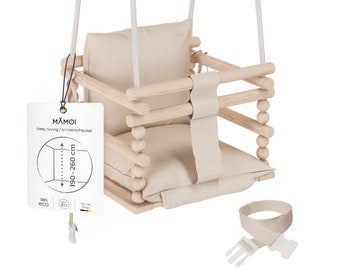 MAMOI® Balançoire pour bébé, siège sensoriel pour tout-petits 3 en 1, transat de porte en bois pour enfants, ensemble de balançoires d'intérieur, chaise dès la naissance pour les tout-petits de 1 à 3 ans
