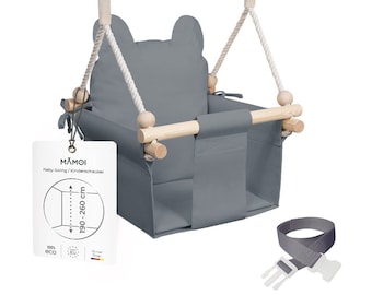 MAMOI® Houten babyschommelzitje voor peuters, Indoor peuterschommelstoel vanaf de geboorte, Kinderuitsmijter voor in de tuin, Kinderschommelschommel