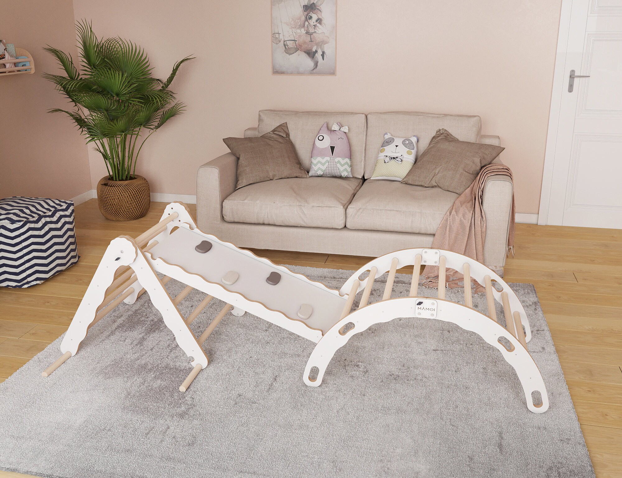 Tryangle Ramp Giant Bean Medium Foldable Pikler Triangle Set With Sliding Ramp ...