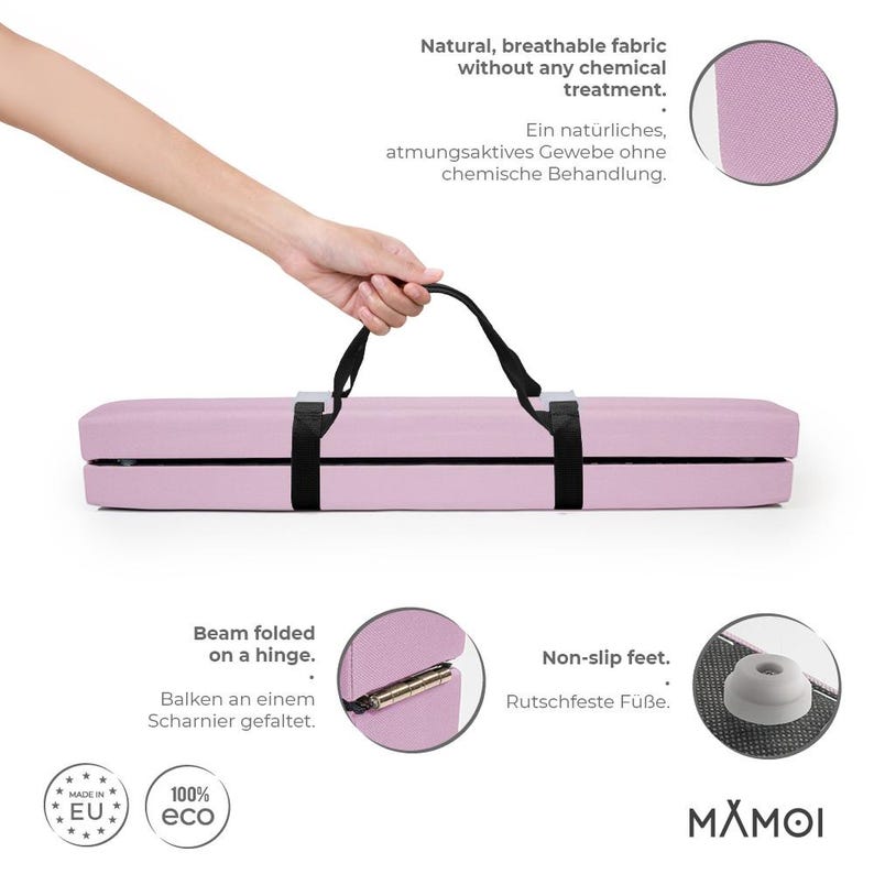 MAMOI® Gymnastics beam for kids (200 cm), Padded non-slip folding balance beam, Kids gym equipment at home, Gymnastic floor beams & bases image 3
