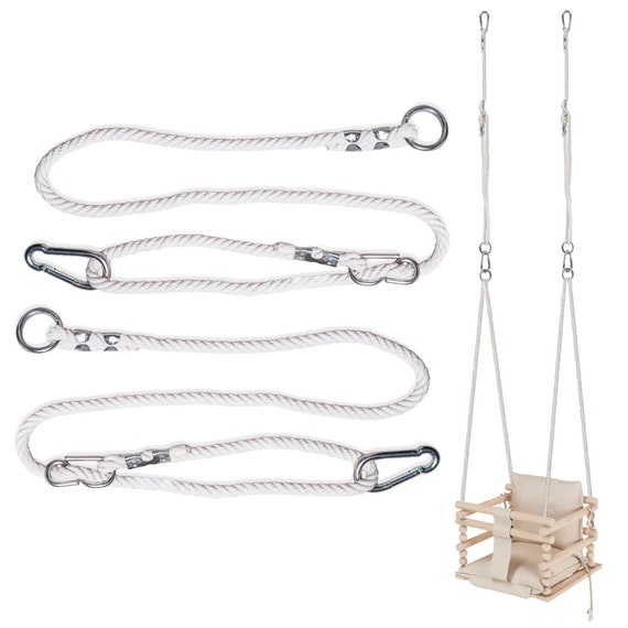 Buy MAMOI® Adjustable Swing Rope 66-100 Cm 2 X Swing Rope Extension With  Metal Swing Snap Hook Natural Cotton 100% ECO Online in India 