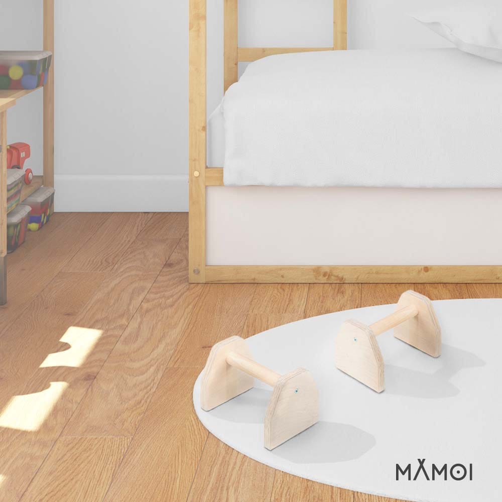 MAMOI® Wooden Parallettes Paralettes for Gymnastics Wooden Push up Handles  Push up Bars CE 100% Eco Made in EU 