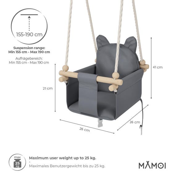 Seggiolino altalena in legno MAMOI® per bambini piccoli, altalena