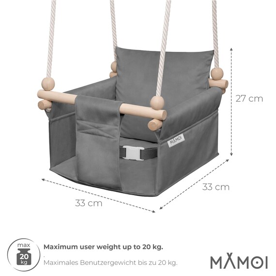 Sedia sospesa MAMOI® Swing, amaca da interno, seggiolino per bambini, altalena da porta per bambini autistici, altalene da giardino a forma di uovo - Italia