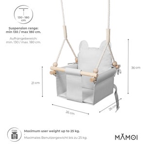 MAMOI® Siège de balançoire pour bébé en bois pour les tout-petits, Chaise de balançoire d'intérieur pour tout-petits dès la naissance, Transat pour bébé pour enfants pour le jardin, Ensemble de balançoire à bascule pour enfant image 6