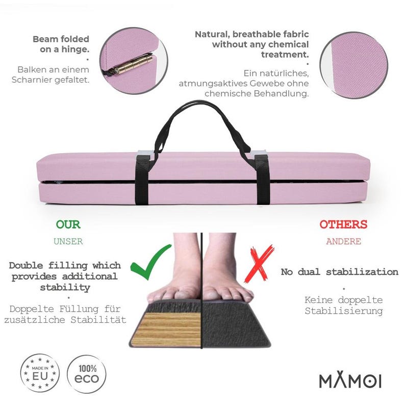 MAMOI® Gymnastics beam for kids (200 cm), Padded non-slip folding balance beam, Kids gym equipment at home, Gymnastic floor beams & bases image 4