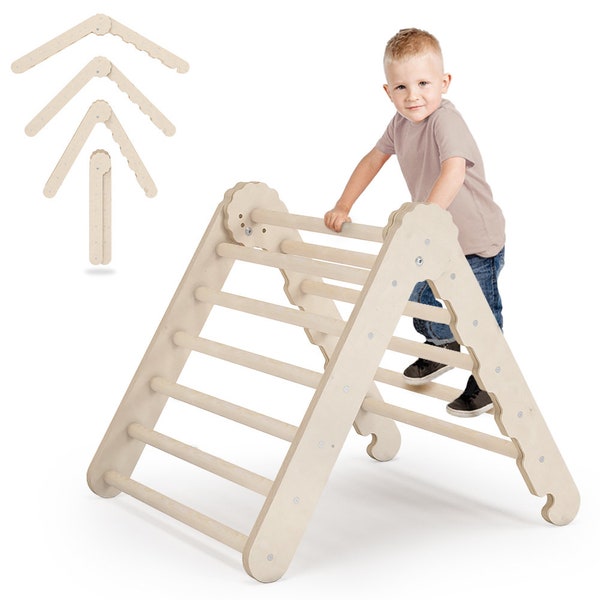 MAMOI® Indoor climbing triangle for kids, Baby climbing frame, Wooden toddler gym for children outside and outdoor, Frames montessori toys