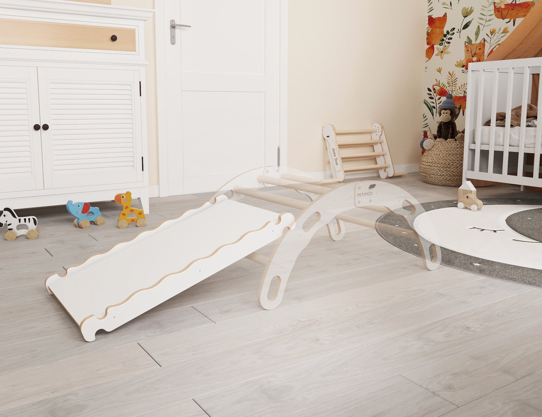 Mumy – Triangle D’Escalade Pikler EasyCLIMB Avec Toboggan Et Planche D’Équilibre, Bois Massif, Sécurisé, Fabriqué En Italie