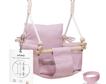 MAMOI® Altalena in legno per bambini piccoli, Altalena per bambini da interni dalla nascita, Sdraietta per bambini da giardino, Altalena a dondolo per bambini