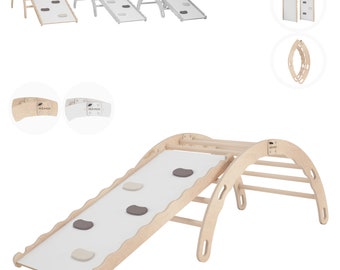 MAMOI® Aire de jeux d'intérieur pour tout-petits, Gymnase en bois pour bébé avec toboggan, Jouets à bascule de gym en bois pour tout-petits, Rockers montessori