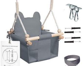 MAMOI® Siège de balançoire pour bébé en bois pour les tout-petits, Chaise de balançoire d'intérieur pour tout-petits dès la naissance, Transat pour bébé pour enfants pour le jardin, Ensemble de balançoire à bascule pour enfant