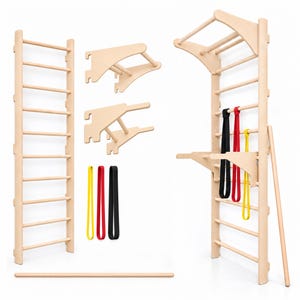 MAMOI® Gymnastikleiter für Training mit Griff und Dip-Barren, stabile Konstruktion für Krafttraining und Stretching, Trainingsgriffe