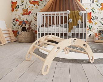 MAMOI® Indoor climbing frame for toddlers, Wooden baby gym, Play gym rocker toys made of wood for toddler, Rockers montessori climbing frame