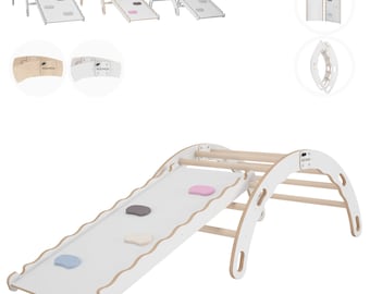 MAMOI® Aire de jeux d'intérieur pour tout-petits, Gymnase en bois pour bébé avec toboggan, Jouets à bascule de gym en bois pour tout-petits, Rockers montessori