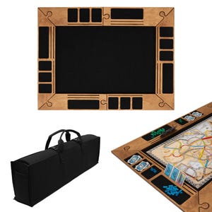 MOE UHANE Tavolo da gioco modulare pieghevole, organizer in legno con scomparti per carte, gettoni e pezzi da gioco, tavolo da gioco stabile