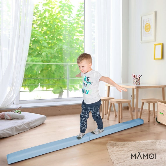Poutre D'Équilibre Gymnastique 240cm Enfant - 4 Hauteurs Réglables (17-56cm) - Bois Massif, Stable