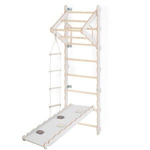 MAMOI® Swedish ladder, Wooden gorilla gym for kids, Indoor baby climbing frame for toddlers, Monkey bars and play gym, Childrens climbing