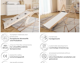 MAMOI Holzrutsche Indoor Für Kletterdreieck & Kletterbogen – Rutschbrett Mit Sprossen, Montessori-Spielzeug Ab 1 Jahr