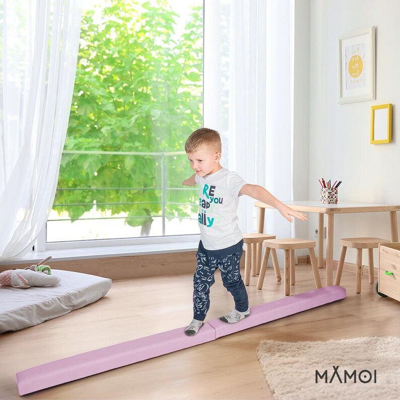 MAMOI® Gymnastics beam for kids (200 cm), Padded non-slip folding balance beam, Kids gym equipment at home, Gymnastic floor beams & bases image 5