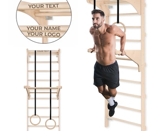 MAMOI® Wall-Mounted Gymnastic Ladder for Adults – Home Training Station with Personalization