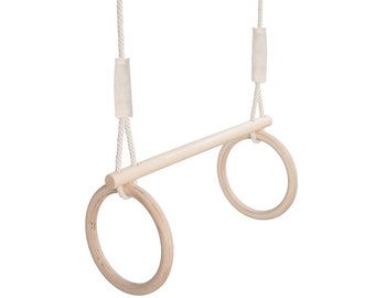 MAMOI® Columpio para bebés con barra trapecio, Anillos de gimnasia de interior, Gimnasio de gorilas con barras de mono, Equipo de dominadas de gimnasia para niños, Anillos olímpicos