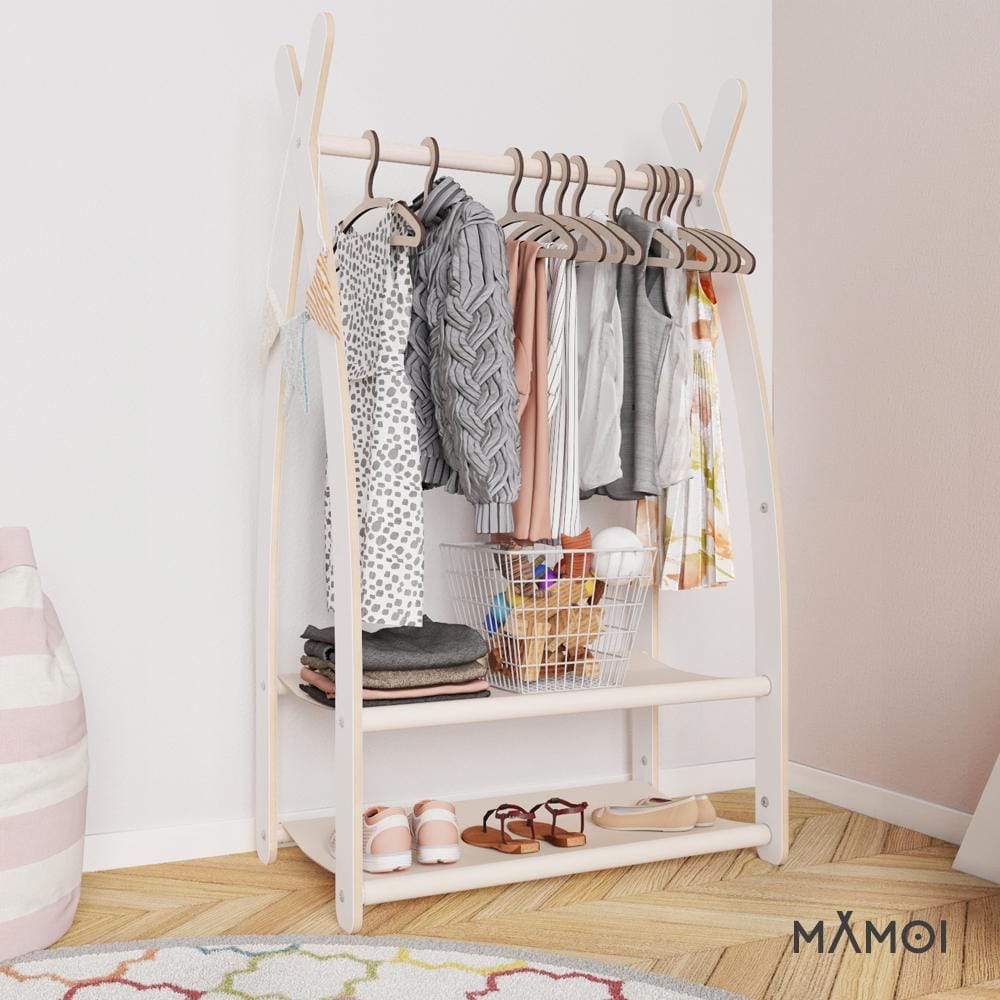 2X Cintre en Rotin Vêtements pour Enfants Organisateur Rack Cintre - Maison 2X Cintre en Rotin Vêtements pour Enfants Organisateur Rack Cintre - Maison