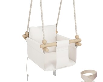 Altalena Per Bambini MAMOI In Legno 3 In 1 - Seggiolino Regolabile Con Protezione, Per Interni, Portata 25 Kg