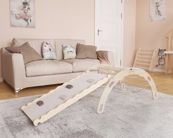 MAMOI® Holzrutsche für Baby, Rutsche Indoor, Kinderrutsche aus Holz für Kletterdreieck und Kletterbogen, Rutschbrett für Klettergerüst